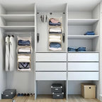 MAX Houser 4 Tier Shelf Hanging Closet Organizer, Space Saver,Closet Hanging Shelf with 2 Sturdy Hooks for Storage, Foldable (Beige)