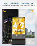 HARZHI 43 Inch Outdoor Digital Signage Display, Portable Powered High Brightness Screen Advertising Display Kiosk, Movable Waterproof Standing Poster, Business Helper, Android OS MWE