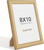 Natural Oak 8x10 Picture Frames Mat to 5x7 Picture Display,Original Wood Handcrafted Photo Frame,Wooden Frame 8x10 with Tempered Glass Graduation Family Wedding Pictures Tabletop & Wall Decor