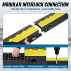 VEVOR 5 PCs TPU Cable Protector Ramp - Heavy Duty 2-Channel Speed Bumps for Road, Odor-Free Eco-Friendly TPU with TPR Cover, for Driveway, Hose, Floor Cord Cover, 22,000 lbs/Axle Capacity