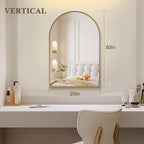 20" x 30" Gold Arched Mirror, Arch Bathroom Vanity Wall Mirror, Modern Aluminum Alloy Metal Frame Arch Mirror for Bathroom, Living Room, Bedroom, Entryway