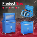 Superday Metal Tool Chest, 8 Drawer Rolling Tool Chest with Wheels, Detachable Tool Storage Cabinet with Lock for Garage, Steel Tool Cart with Liner & Hooks for Workshop, Warehouse (Blue)