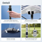 PHI VILLA 10x10 Pop Up Canopy Tent - One Push Setup, Instant Shade Tent with Vented Roof for Beach & Events - Includes Storage Bag, Sandbags, Stakes & Ropes (Navy Stripe)