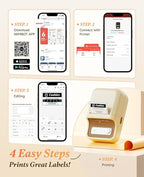 NIIMBOT B21 Label Maker, Thermal Label Printer, Portable Inkless Label Makers for Home/Office/Business, with 1 Pack 50x30mm White Label, Compatible with iOS & Android, (White)