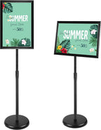 Pedestal Floor Standing Sign Holder 11x17 Inch, Adjustable Poster Sign Stand Aluminum Snap Open Frame for Display Notice/Poster/Advertisement (Black)