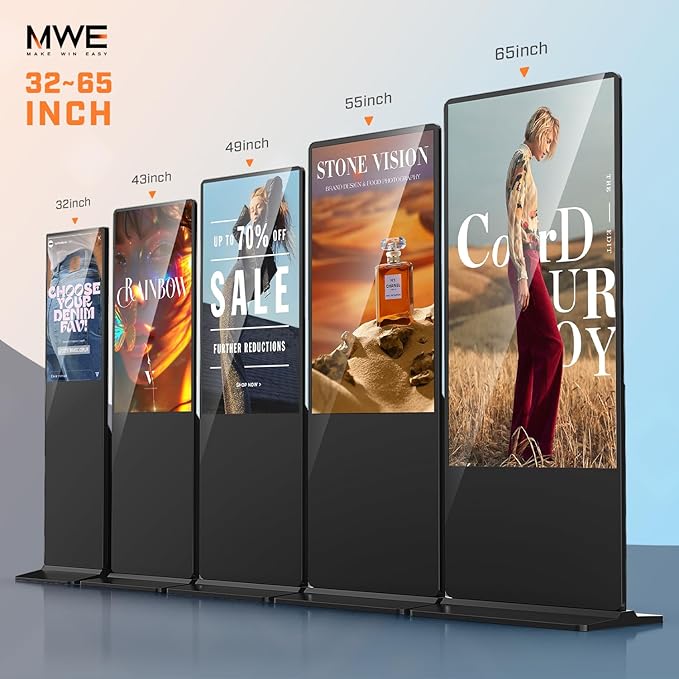 MWE 32 Inch Indoor Digital Signage Displays Touchscreen Kiosk Floor Standing Advertising Display LCD Poster Interactive Display Android System with Auto Media Player