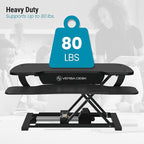 VERSADESK PowerPro™ 36 Inch Electric Standing Desk Converter, Height Adjustable Sit to Stand Up Desk Riser, Laptop and Dual Monitor Desktop Workstation with Wide Keyboard Tray and USB Port, Black