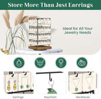EsLuker.ly Rotating Earring Display Holder Stand for Vendors Events Selling, Large Capacity 64 Hooks Jewelry Rack with Wooden Base for Earring Card Sales, Enhances Retail Display Visibility