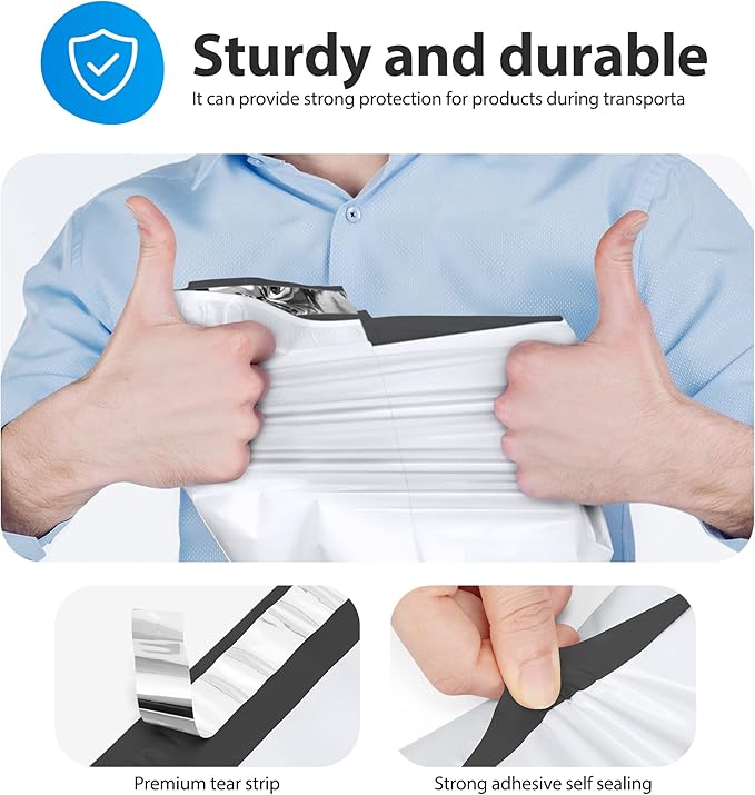 Fuxury 1500 Pcs 12x15.5" Poly Mailers,Waterproof Mailing Envelopes for Clothing, Strong Adhesive Poly Shipping Postage Bags for Small Business(White)