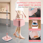 KZKR Square Spin Mop and Bucket Set with Self Separation Dirty and Clean Water System,Self Wringing 360° Rotating Mops Head for Home Floors Cleaning (2.0 mop Bucket Set with 6 Pads)