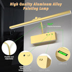 Lightbiz Picture Light 2 Pcs, 15.35inch 5400mAh Rechargeable Picture Lights for Wall Battery Operated Wall Lights with Remote, 3 Colors Paintings Light Dimmable Art Light for Artwork, Gallery (Gold)
