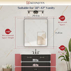 Keonjinn Gold Mirrors for Bathroom Sink, 30 x 36 Inch Rounded Rectangle Brushed Brass Mirror, Metal Framed Rectangular Wall Mirror, HD Tempered Glass Modern Decorative Mirror(Horizontal/Vertical)