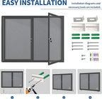 Enclosed Bulletin Board Lockable,Double-Door Weatherproof Outdoor Noticeboard with Locking Door, Wall-Mounted Aluminum Framed Presentation Board, 44x32 Inch (8xA4)