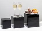 Red Co. Set of 3 Glossy Black Acrylic Cube Display Nesting Riser Stands with Hollow Bottoms