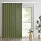 Faux Linen Semi Sheer Room Divider Curtain with Flexible Curtain Track, Light Filtering Privacy Curtain for Patio Sliding Glass Door, Room Dividing, Living Room Bedroom, Olive Green, W72xL72, 1 Panel