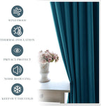 PONY DANCE Rod Pocket Blackout Curtains for Bedroom - Thermal Insulated Short Room Darkening Curtain Window Drapes for Cafe Kitchen, 52 x 45 Inch, 2 Panels, Ink Blue