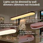 EDISLIVE Modern Linear LED Island Light Dimmable LED Chandelier 38.6 in Adjustable Linear Hanging Light Fixture 3000K-6500K 37W Pendant Light with Iron Acrylic for Dinning Room Kitchen，Walnut Brown