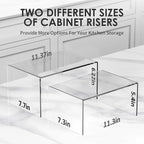 Acrylic Cabinet Shelf Riser Set of 4, Heavy-Duty Kitchen Organizers with Non-Slip Pads, Clear Countertop Spice Shelves for Pantry Storage & Cabinet Decor