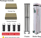 Eurmax USA 10'x10' Pop-up Canopy Tent Commercial Instant Canopies with 4 Removable Zipper End Side Walls and Roller Bag, Bonus 4 SandBags(Khaki)