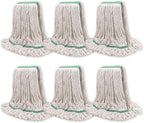 Commercial Heavy Duty Mop Heads Replacement: 6 Packs 20oz Industrial Wet Mop Head for Floor Cleaning - Commercial Products Looped End String Head Refills