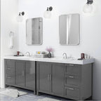 Silver Framed Bathroom Mirror, Brushed Nickel Rounded Corner Rectangle Wall Mirror, Tempered Glass, Shatter Proof, Anti-Rust, Hangs Horizontally or Vertically (22" x 30", Silver)