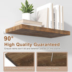 12 Inch Deep Floating Shelves for Wall 3 Pack Floating Shelfs Large Storage Space Wall Decor Display Shelf for Bathroom Living Room Bedroom Kitchen 36" W x 12" D x 1.2" H Rustic Brown