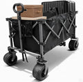 Collapsible Foldable Extended Wagon, Weight Capacity 440 LBS, Heavy Duty Large Wheeled Utility Cart, Folding Grocery Shopping Cart for Camping, Grocery, Garden - Large Capacity Portable Outdoor Cart
