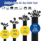 1/2" - 6.6FT Chew Proof Cat Cord Protector（Hook & Loop Split Sleeve for Pets - Cat/Dog Proof Cable Management Sleeve for Office USB Computer Audio Cables, Flexible Wire Cover - Black