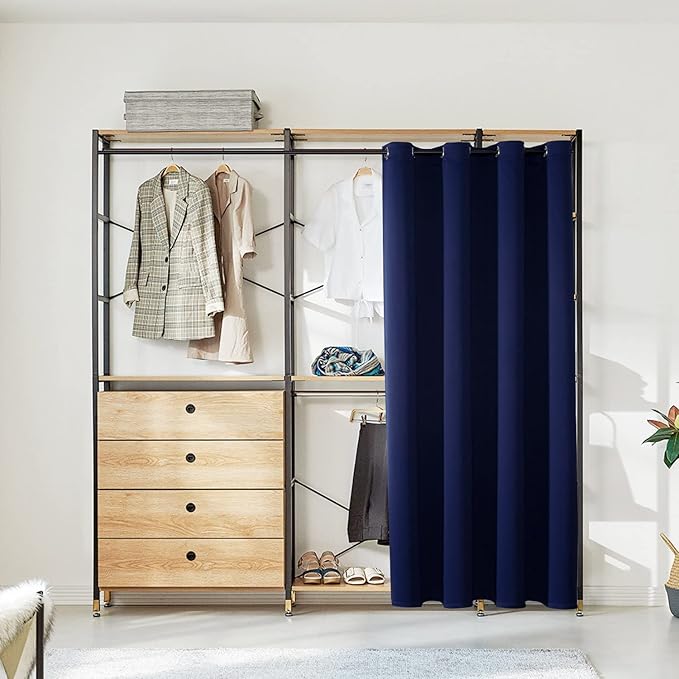 ChrisDowa Blackout Door Curtains for Doorway Privacy, Grommet Closet Curtains for Bedroom Closet Door, Thermal Insulated Doorway Cover Room Divider Drapes (1 Panel, Navy Blue, 42 x 80 Inch)