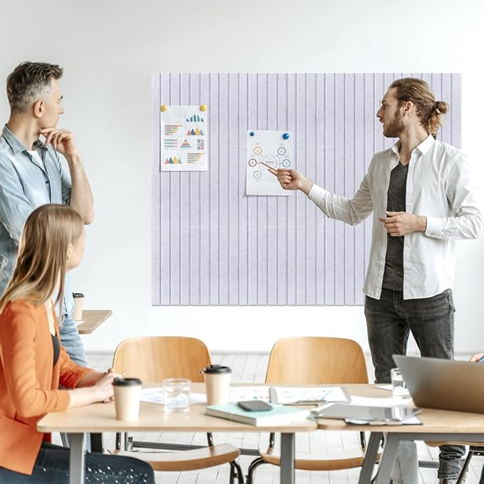 Large Felt Bulletin Board 47x47 Inch, 16pcs Peel and Stick Felt Wall Tiles Modern Push Pin Board for Wall Organization