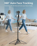 acer Auto Face Tracking Tripod for iPhone/Cell Phone/Android/Camera with Light and Remote, 64", No App, 360°Rotating Tripod Selfie Stick for Tiktok YouTube Vlog Live Streaming Video Recording