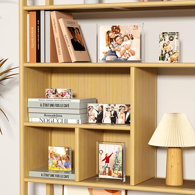 NIUBEE 4x4 Acrylic Frames 3 Pack, Double Sided Clear Picture Print Display Holder