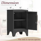 Bestoo Metal Locking Cabinet, 23.6" H Locker with 1 Magnetic Door and 1 Adjustable Shelve, Small Lockable Nightstand, Black Bedside Storage Cabinets for Bedroom, Home, Office, School