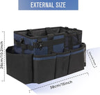 Wearable Cleaning Caddy, Cleaning Caddy Supplies Organizer with Handle & Shoulder Straps for Housekeepers, Under Sink & Car Cleaning Tool Organizers Bag with 4 Foldable Divider (NavyBlue)