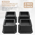 Bed Riser/Furniture Lift Bed/Bed risers/Furniture Lifter/Table risers/Frame Risers Create Under Bed Storage Heavy Duty for Furniture Height Adjustment (Black 4 Pack, 2 Inch)