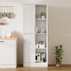 71" Tall Pantry Cabinet with 4 Doors, Kitchen Pantry Storage Cabinet, Freestanding Larder Cupboard, Kitchen Hutch with Gold Handles for Dining Room, Bathroom, White