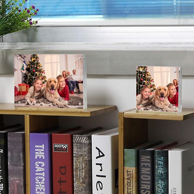 NIUBEE 4x4 Acrylic Frames 5 Pack, Double Sided Clear Picture Display