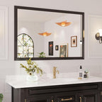 Amorho Bathroom Mirror Black, 60x40 Inch Thick Metal Framed Wall Mirrors, Suitable or Bedroom, Living Room, Entryway, Rectangle Wall-Mounted Mirrors(Horizontal/Vertical).