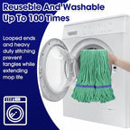 6 Pack Heavy Loop End Cotton String Mop Head Heavy Duty Mop Head Commercial Refills Mop Head Replacement for Home Industrial Commercial Floor Cleaning(Green, Blue)