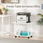 MARTY 22"x15.75" Large Under Desk Printer Stand with Storage Shelf 2-Tier Rolling Printer Cart with Wheels Printer Table for Home Office Heavy Duty Storage Rack for Scanner Fax Machine, White