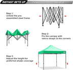 ABCCANOPY Patio Pop Up Canopy Tent 10x10 Commercial-Series (Kelly Green)