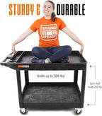 Stand Steady Original Tubstr XL Outdoor Cart with Heavy Duty Wheels - Two Shelf Utility Cart Supports up to 500 lbs, Tub Carts with Deep Shelves and Shock Absorbent Wheels (Black, 45.5in x 24.5in)