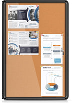 Enclosed Bulletin Board Cork Board 36x24 in, Lockable Wall Display Case for Office School Home Commercial, Tamperproof and Shatter Resistant, Black Aluminum Frame