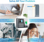 NGTeco Standalone Time Clock, Fingerprint & PIN Time Clocks for Employees Small Business Without WiFi & Software, Clock in and Out Machine for Employees, No Monthly Fee