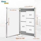38"x28" Enclosed Bulletin Board Tamper-Proof Dispaly Case,Grey Fabric&Aluminium Frame,Shatter Resistant Lockable Bulletin Board with Clear Acrylic Door for School,Office,Mall,Community,Hospital,Church