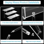 Acrylic Display Risers, Acrylic Perfume Stand Organizer, Clear Shelf Risers for Display Stands for Food, Tabletop Use, Amiibo Funko POP Figure, 3 Tier Clear Cupcake Stand Risers