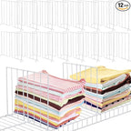 Amylove 12 Pcs Wire Shelf Divider for Wire Shelves Closet Organization Clothes Wardrobe Separators Closet Organizer Dividers Storage Rack Separator for Cabinets Kitchen Office, White