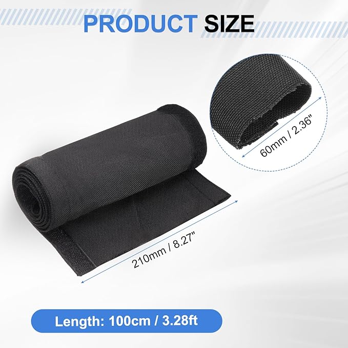 uxcell Hook and Loop Cable Management Sleeves, 3.3ft x 2.4 Inch Flexible Cable Wrap Cover Wire Hider, Cord Organizer and Cable Protector for Desks TV Computers, Black