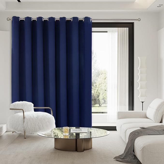 BGment Fashion Sliding Door Curtain 100 X 120 Inches, Wide Thermal Blackout Curtains Room Darkening Room Divider Window Curtain, 1 Panel, Navy Blue, 120 Length X Wide 100