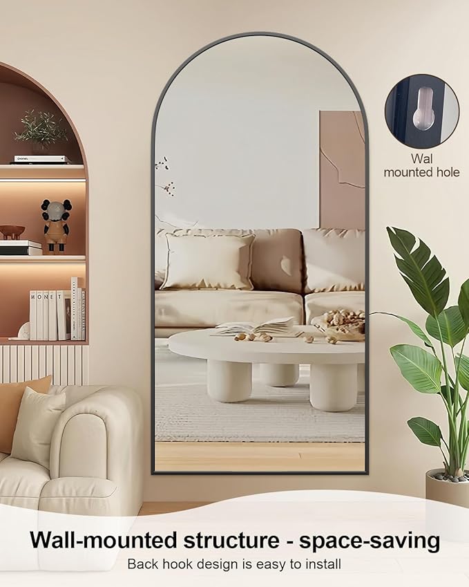 71"x32"Floor Mirror Full Length,Arched Full Length Mirror with Stand,Full Body Mirror,Hanging or Large Leaning for Bedroom Living Room Black